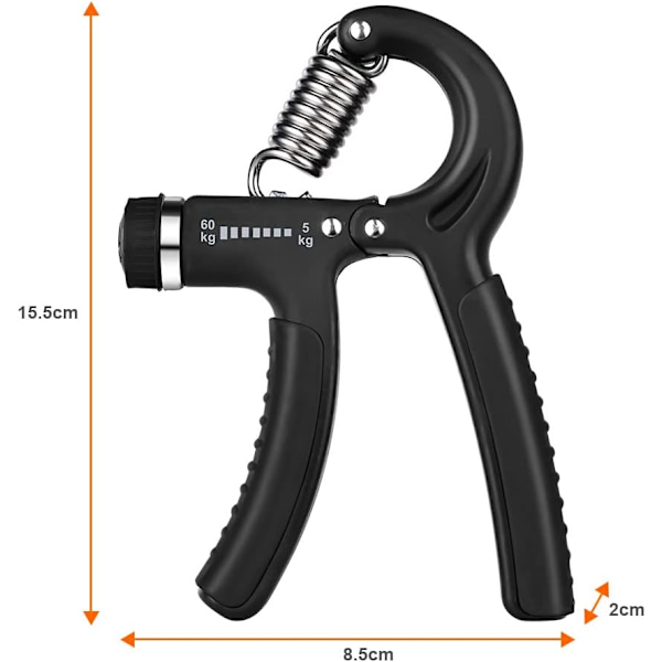 Håndtrener svart to-pakning, håndgrep håndtrening, justerbar grep trener underarmstreningsapparat grep styrketrener