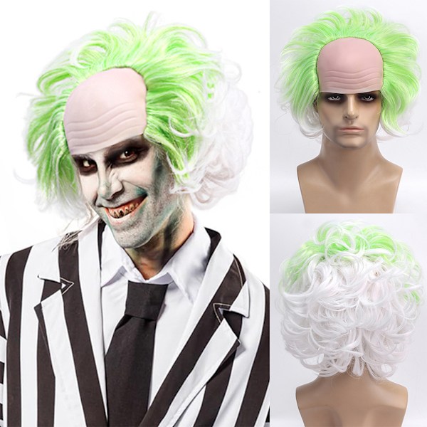 2024 Beetle Juice 2 Cosplay Peruker Master Adam Peruk Halloween Fest Vuxna Kostym Hår Peruk Tillbehör