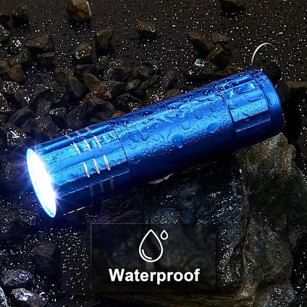 2 Pieces Mini Flashlight Small Handheld Flashlight Kids LED Flashlight 7.6 cm Waterproof, Batteries with Insulation Card Included (Blue, Red)-FO-