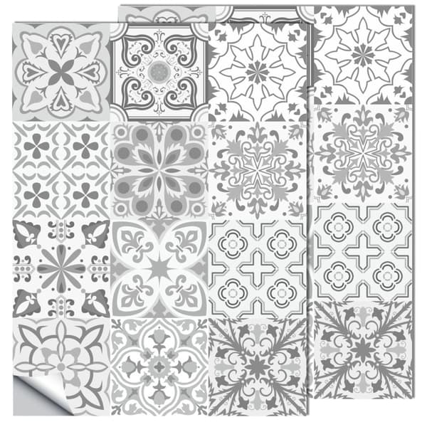 Marockanska Kakeldekaler - 24 Grå 15x15 cm Dekaler för Kök & Badrum-FO-