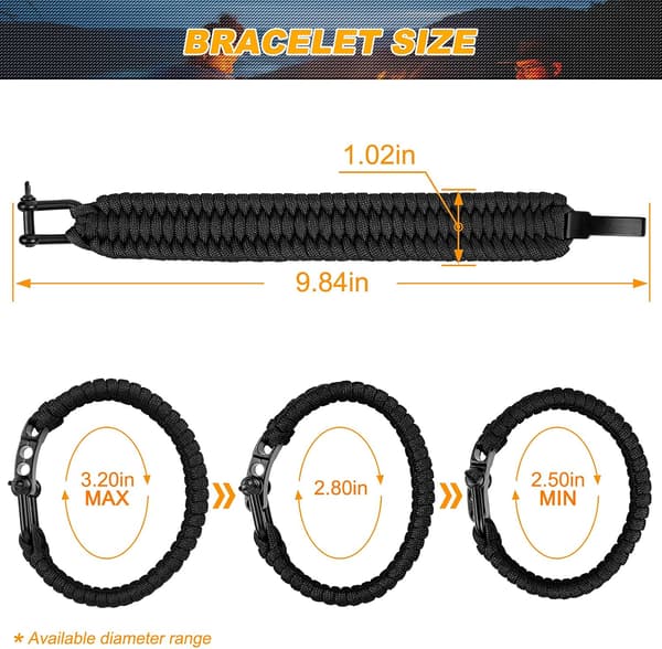 Overlevelsesarmbånd, Taktisk Paracord-armbånd - 23 cm-FO-