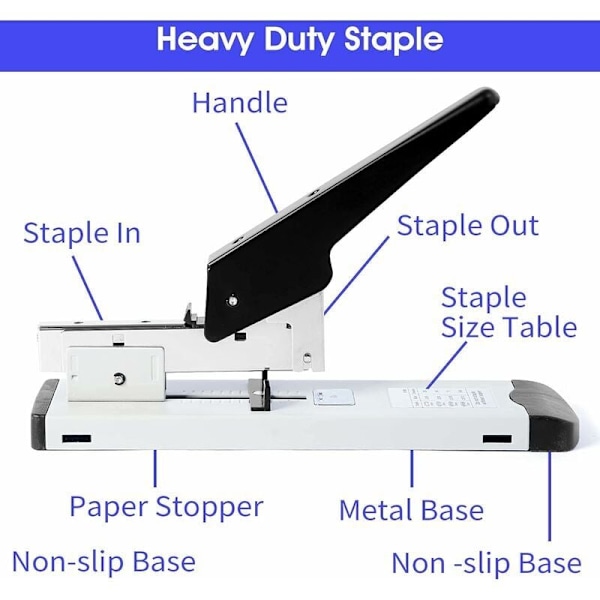 Heavy Duty häftapparat, kontorshäftare med 100 ark, manuella metallhäftar med 23/13 och 23/8 häftklamrar--