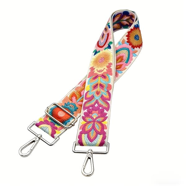 Brodert veskestropp i polyester, justerbar skulderrem Light Golden