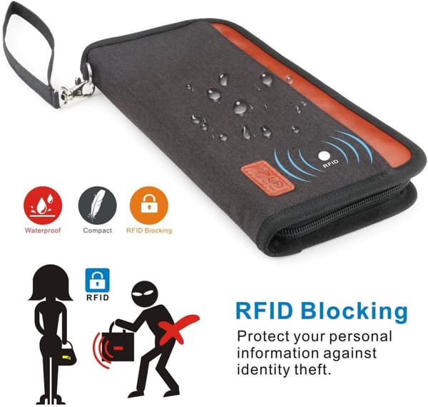 Rejsepasmappe til familien, pasmappe med RFID-beskyttelse, vandtæt dokumenttaske til pas, ID-kort, kreditkort-FO-