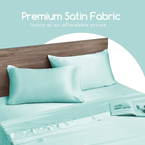 Silk Satin ?rngott 2-pack (utan fyllmedel) Turkoosi 50X66cm Turquoise