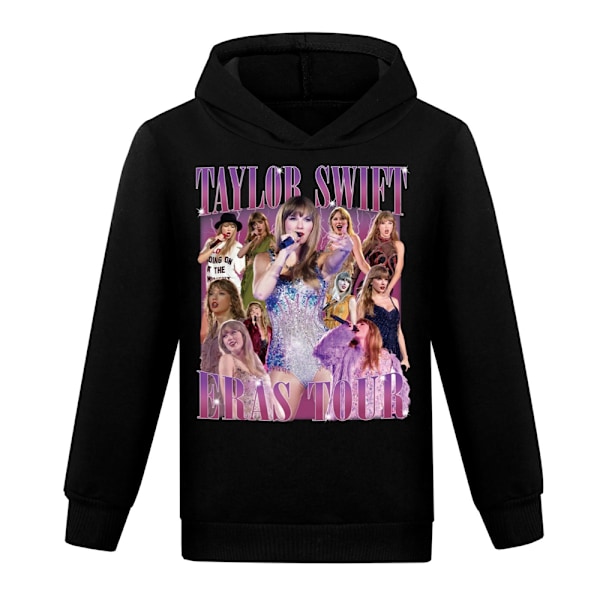 Taylor Swift Barn Flicka Långärmad Hood Sweatshirt Pullover Toppar Jumper Hoodie Svart Black