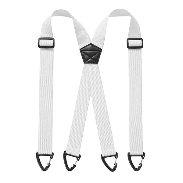 Selar for menn X-form - 3,8 cm bred elastisk stropp med 4 karabinkroker - Justerbare sklisikre seler for arbeidsbukser-FO- white