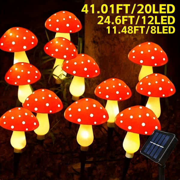Solcelle Svampe Havelamper 20-pak, 8 Lystilstande, Plastik, Sti Terrasse Indretning 20Pcs