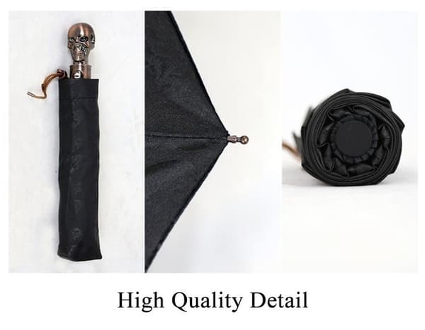 105CM 3-fold Creative Skull Håndtak Automatisk stort paraply-FO-
