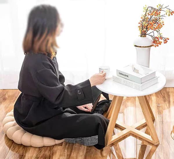 Rund Gulvpude - Kageformet Meditationssiddehynde, Grå 40 cm, Yogapude til Stue Balkon Kontor-FO-