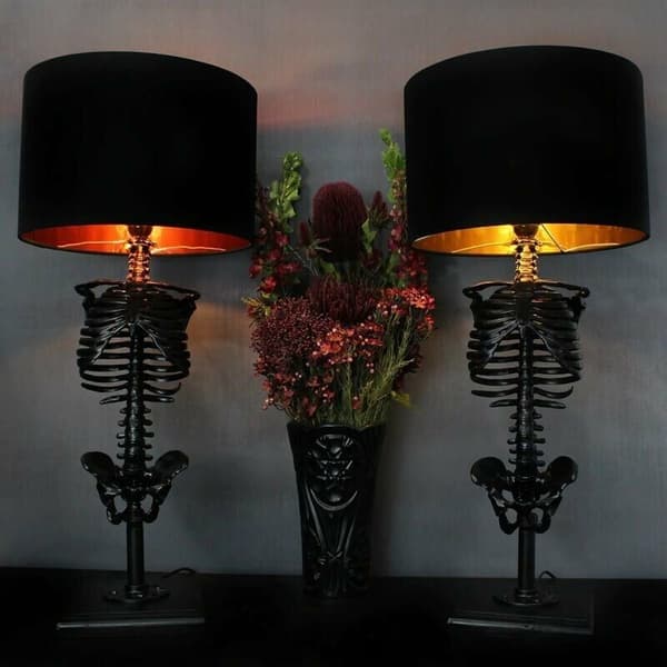 Gotisk skeletbordlampe til boligindretning, klassisk kranie accentlys-FO-