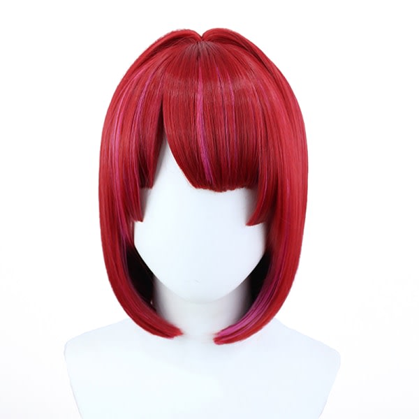 1:a Arima Kana Cosplay-peruk Oshi No Ko 33cm Kort Bobo Peruk Röd Blandad Rosa Peruk Värmebeständig Syntetisk Cosplay Anime Peruk + Peruk Cap