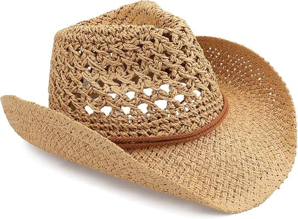 Voksen Sol Strå Western Cowboyhat Khaki-FO-