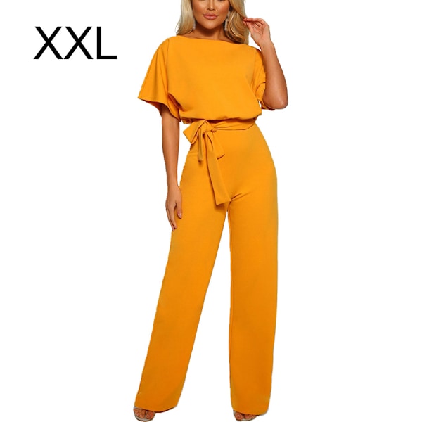 Dame Jumpsuit Romper Strandferie Body Raka ben Gul Yellow XXL