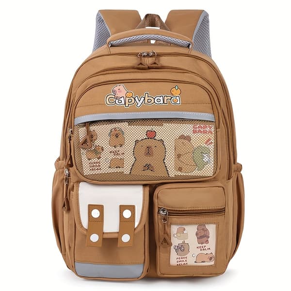 Capybara Ryggsäck Nylon Lätt Skolväska Stor Kapacitet Not provided Four Grid