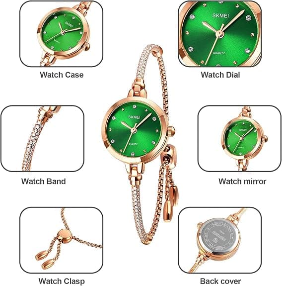 (Blå) Damklocka Analog Kvarts Klocka Diamantarmband-FO-