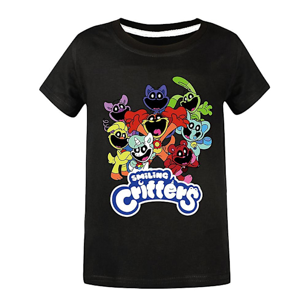 2024 Smiling Critters T-shirt til børn - Tegneserie Catnap Hoppy Hopscotch Fans Drenge Piger Casual Korteærmet T-shirt Bluse Sort Black 7-8Years