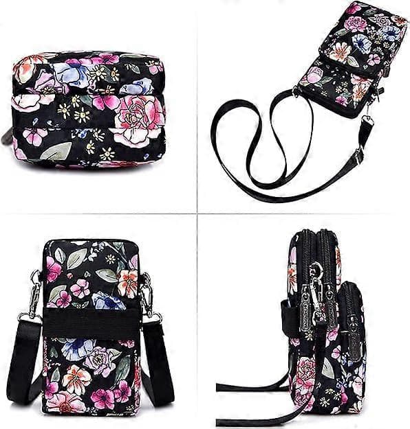 1 Multifunctional Mobile Phone Wallet with Shoulder Strap, Nylon Pattern Crossbody Bag, Mobile Phone Shoulder Bag-FO-