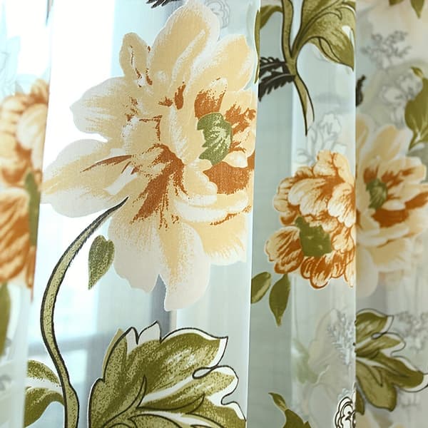 100% polyester tyllgardin 150x265cm gul med maljer 150x265cm Yellow