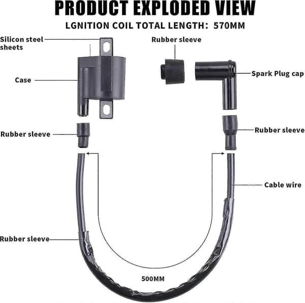 Ignition Coil Compatible With Yamaha Pw 50 Pw50 1981-2009 Pw 80 Pw80 1981-2009-FO-