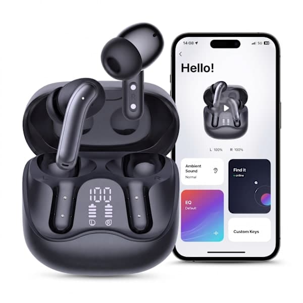 X500 Trådløse Bluetooth-hovedtelefoner - 30 timers batteri, ANC, ENC, BT 5.3 Sort-FO-