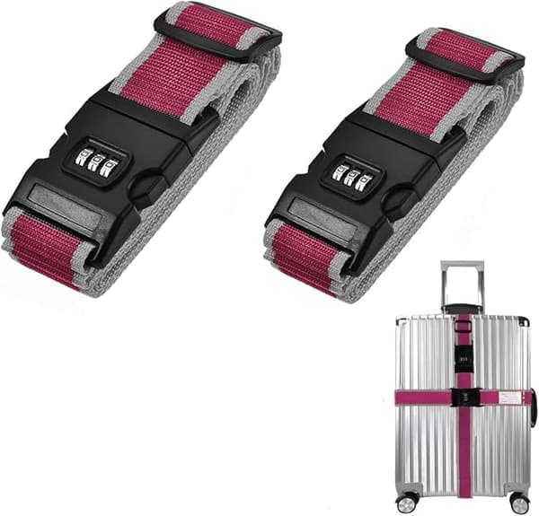 2-pack justerbara bagageremmar med kodlås, snabbkoppling B-FO-