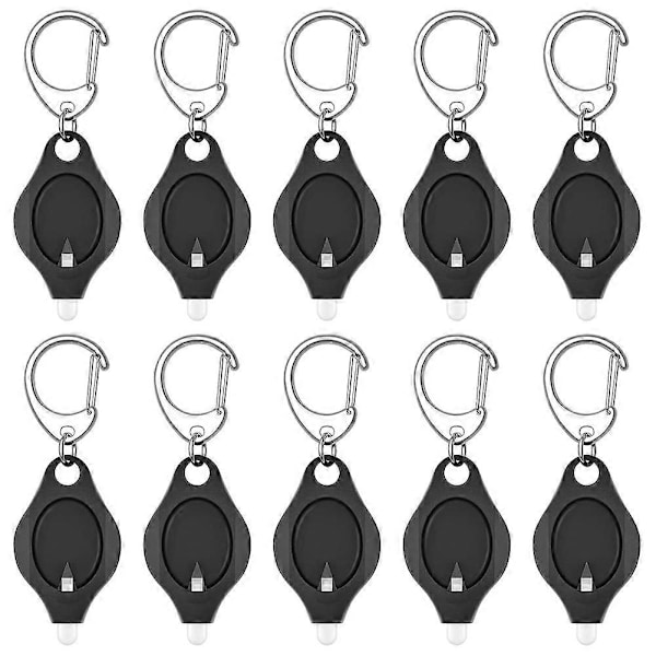 10-pack Mini Keychain Flashlight Ultra Bright LED Keychain Light, LED Keychain Black-FO-