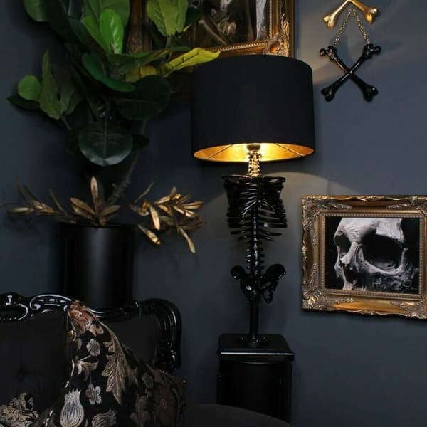 Gotisk skeletbordlampe til boligindretning, klassisk kranie accentlys-FO-