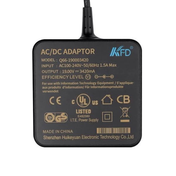 Strömförsörjning - KFD - DC19V 3.42A 65W - Laddare för ASUS - 19V 3.42A - CE/FCC/RoHS Certifierad