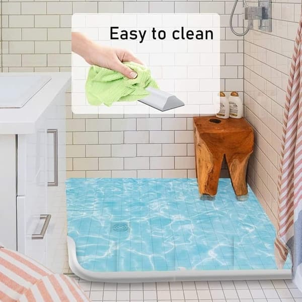 1m Self-Adhesive Shower Threshold Strip, Waterproof Silicone Barrier for Bathroom and Kitchen, Shower Threshold / Water Barrier-FO- Grå