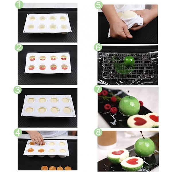 Æbleformet silikoneform til 3D muffins, kager og desserter-FO-