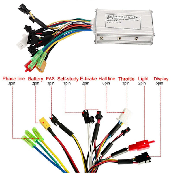 2024 Elcykel Motor Kontroller Kit Borstlös Motor Sinusvåg Kontroller Booster Tumgas Mätare Set 24V 36V 48V