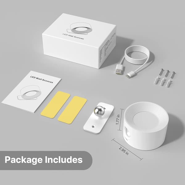 USB genopladelig LED væglampe, 360° roterende touch-kontrol-FO-