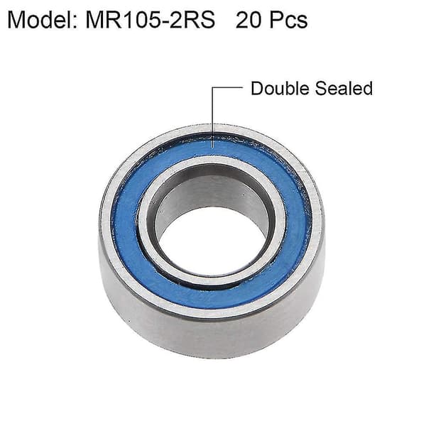 20 stk. Mr105-2rs 5x10x4mm kuglelejer i stål, dobbeltafskærmede miniaturekuglelejer, blå-FO-