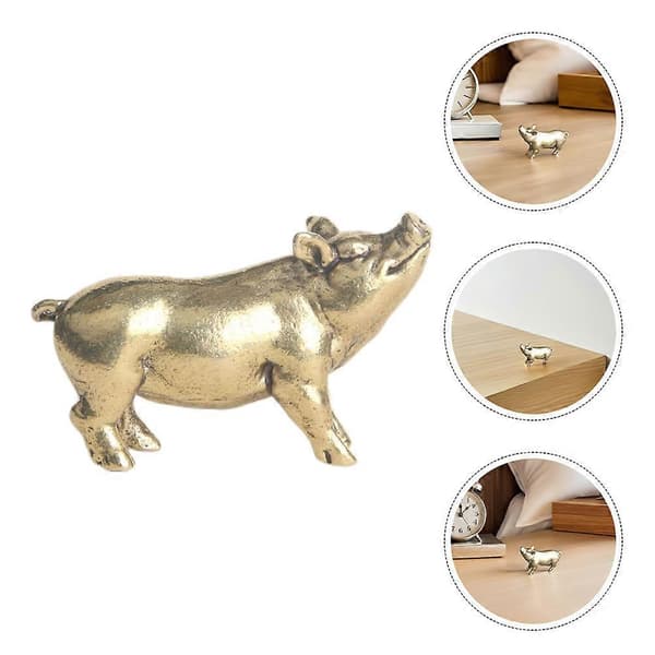 Gylden Messing Mini Gris Figur til Dekoration 5 Stk Retro Dyre Bordpynt-FO-