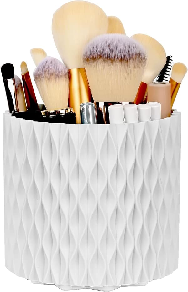 Roterende Makeup Organizer med Børsteholder - Stor Kapacitet Vanity Opbevaringsboks-FO-