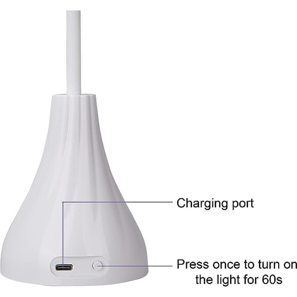 Bærbar mini negletørker, 16W trådløs oppladbar UV LED-spikerherdende neglelampe med USB-kabel (hvit)