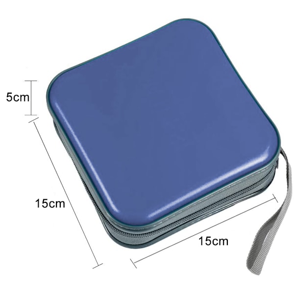 CD-etui med plass til 40, hard plast DVD-etui, blå