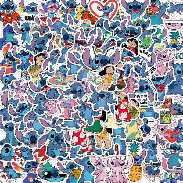 Sarjakuva Lilo ja Stitch Graffiti DIY Vedenpitävä Tarra 100 kpl-FO-