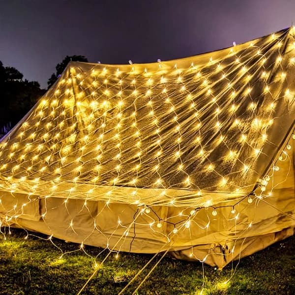 6x4m 480 LED Varm Hvid Julelysgardin til Indendørs og Udendørs med 8 Tilstande-FO-