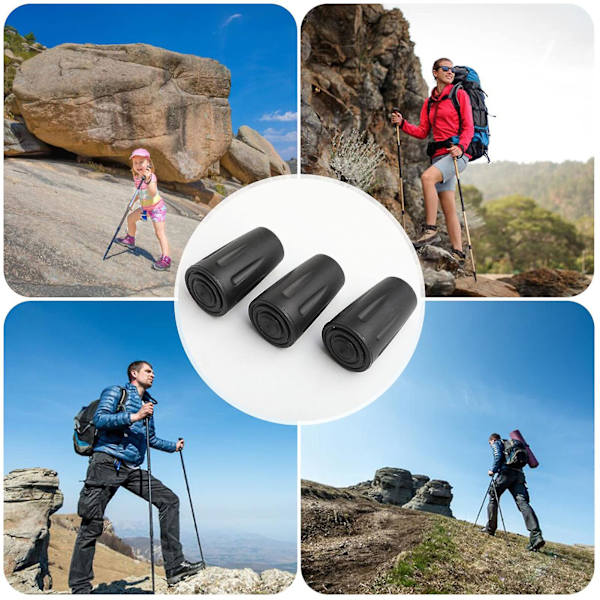 6 stk. Vandrestav Gummispids Reservedele Gummispids til Vandrestav Vandring Trekking-PO- Grid