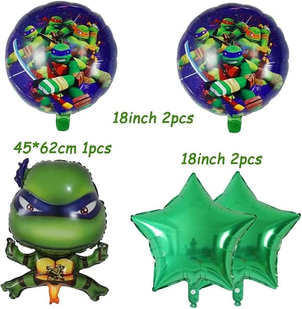 5 stk Ninja Turtle Folieballongsett Festutstyr Bursdagsdekorasjon-FO-