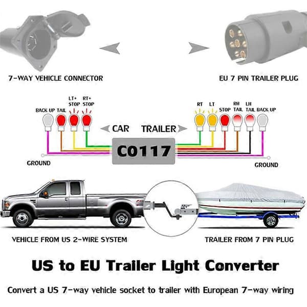 7-polet US til EU trailerlysadapterkonverter til bugsering-FO-