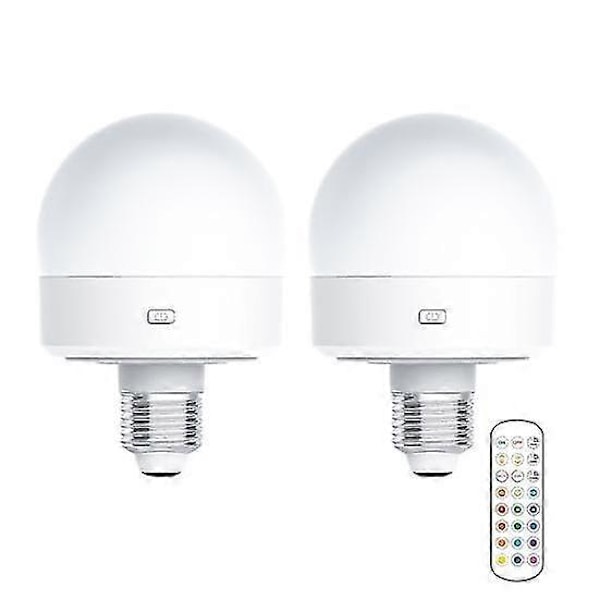 USB Uppladdningsbar Lampa med Fjärrkontroll, Timer, Dimbar, Lätt att Installera, Batteridriven E27 Lampa, RGB Lampa