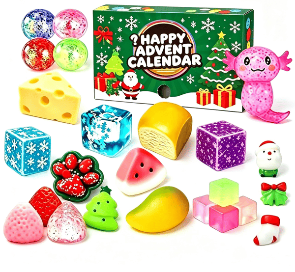 Julekalender 24 dagers nedtelling, Squishy Fidget Leker Overraskelsesblindboks for barn, Stresslindrende klemmeleker Julegave-FO-