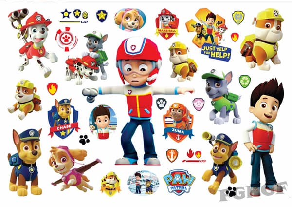 Paw Patrol barntatueringar 20 mönster med Chase & Sky-FO-