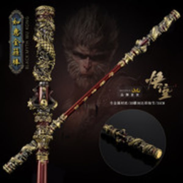 Black Myth Wukong spel kringutrustning 35CM Monkey King Ruyi Golden Hoop full metal hantverk prydnader modell