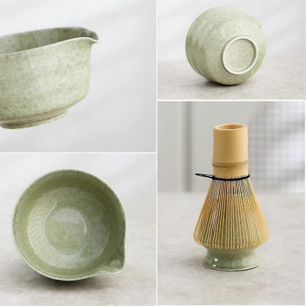 Matcha-set, japanskt teset inklusive matchaskål med pip, matchakopp, bambuvisp och bambusked - Perfek-FO-