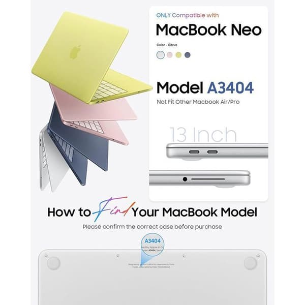 Etui til MacBook Neo 13 tommer 2026 A3404, ventileret stødsikkert skridsikkert letvægts - Pink Rose