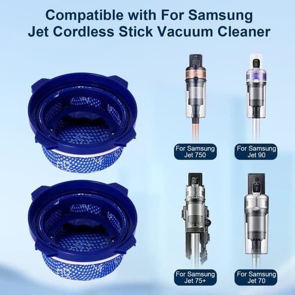 Samsung Jet 75/70/75+/60/VS9000RL HEPA-filter – 2-pakning – Gjenbrukbart – Polyester